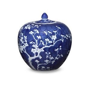 Blue & White Chinoiserie Plum Tree Jar
